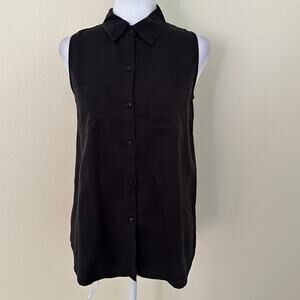 Workshop Women Black Sleeveless Button Front Blouse Size XS - NWT MSRP $58